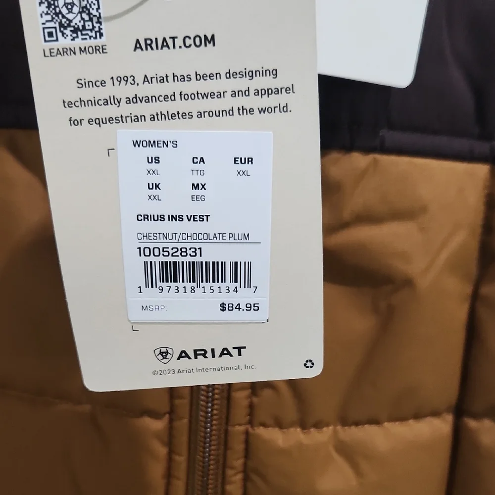 Ariat Women's Brown Quilted Vest - Picture 3 of 9